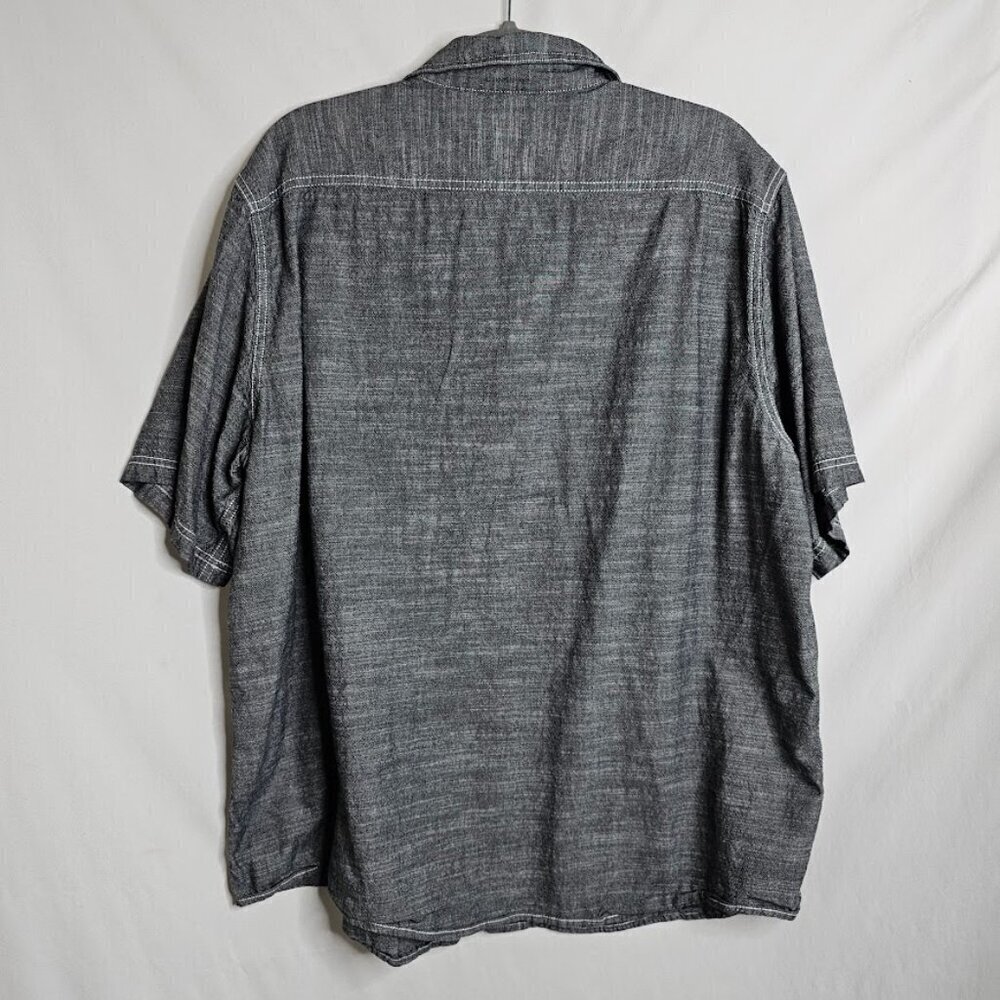 Men's WOOLRICH Button Up Down Shirt size XXL GRAY Cotton Chambray Short Sleeve - Picture 6 of 6